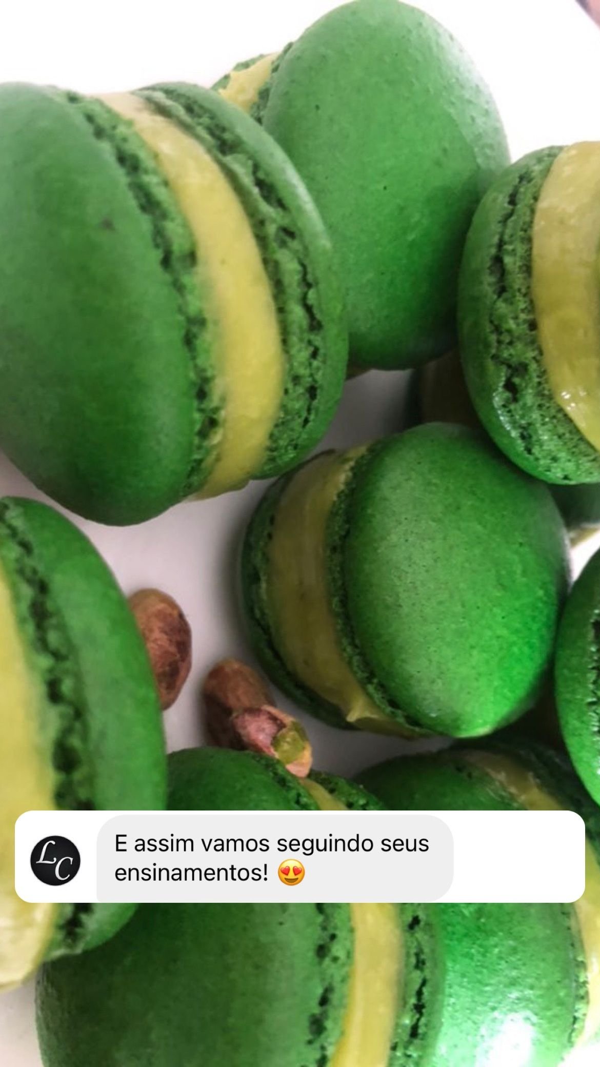 Depoimento original de aluna do curso de macarons