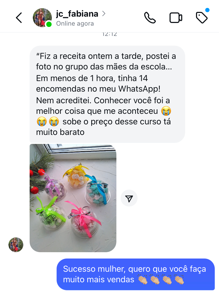 Depoimento original de aluna do curso de suspiros